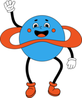 Funny cartoon characte planet with  hands gloves and feet png