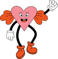 corazón de personaje divertido con alas con manos y pies png