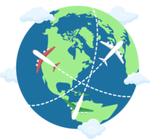 avião voando ao redor do mundo ilustração de design de clipart png