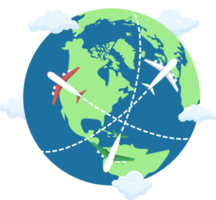 Plane flying around the world clipart design illustration png