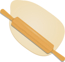 Wooden rolling pin on the dough clipart design illustration png