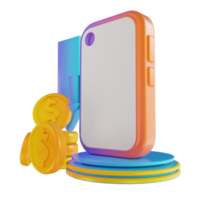 Retrait d'argent mobile coloré illustration 3d png