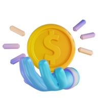 3D illustration colorful hand and money png