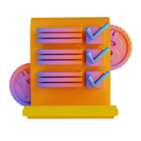 3D illustration colorful bitcoin document png