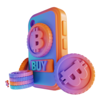 3D illustration colorful buy bitcoin png