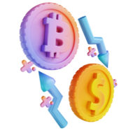 Intercambio de bitcoin colorido de ilustración 3d