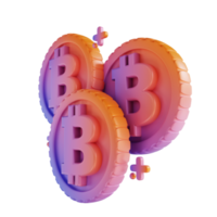 bitcoin colorido de ilustração 3D png