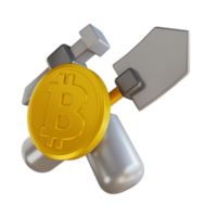 mineração de bitcoin de ilustração 3d png