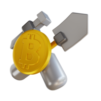 Minería de bitcoin de ilustración 3d png