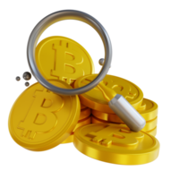 3D illustration search bitcoin png