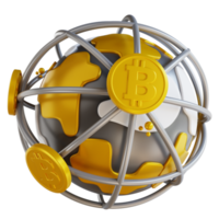 bitcoin global de ilustração 3d png