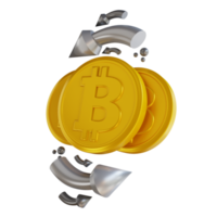 3d illustration bitcoin kontanter cirkulation png