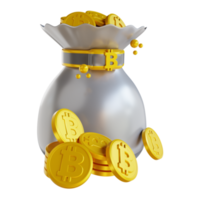 3D-illustration bitcoin-påse png