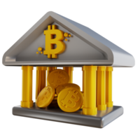 banca de bitcoin de ilustração 3d png