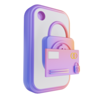 illustrazione 3d sicurezza della carta di credito mobile colorata png