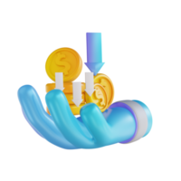 3D illustration colorful hand and withdraw money png