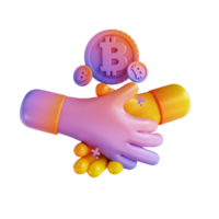 Acuerdo de bitcoin colorido de ilustración 3d png