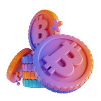 3D illustration colorful bitcoin stack png