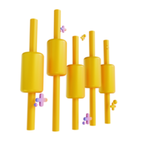 3D illustration colorful bitcoin candle stick png