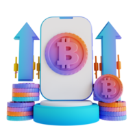 3D illustration podium up bitcoin trading png