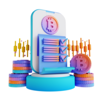 3D illustration podium bitcoin trading agreement png