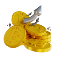 3d illustratie bitcoin omhoog png