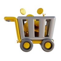 3D-illustration bitcoin push-vagn png