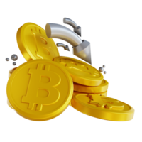 3d ilustración bitcoin abajo png