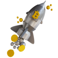 illustration 3d démarrage fusée bitcoin png