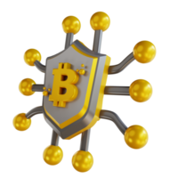 3d illustratie bitcoin-beveiliging png