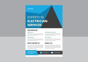 Professional electrical service poster and flyer. Electrician and Electrical Company Flyer, Home Appliance Repair Service Flyer. vector