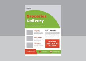 Delivery Service Flyer, Fast Delivery Flyer, We deliver Courier Flyer, Grocery Delivery flyer poster leaflet design. Cover, flyer template. vector
