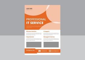 IT service and management flyer template idea sample. Business abstract vector template. Annual Report, Cover, Poster, Flyer, Simple Business flyer layout template.