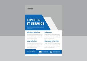 IT service and management flyer template idea sample. Business abstract vector template. Annual Report, Cover, Poster, Flyer, Simple Business flyer layout template.