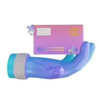 3D illustration colorful hand and credit card png