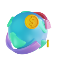 Ilustración 3d dinero global colorido png