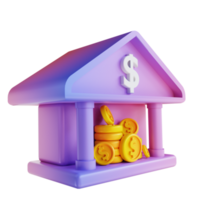 banque d'argent colorée illustration 3d png