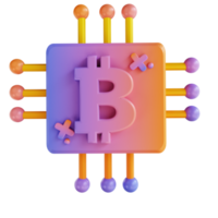 CPU bitcoin coloré illustration 3d png