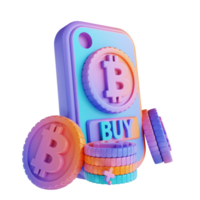 3D illustration colorful buy bitcoin png