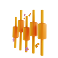 illustration 3d bâton de bougie bitcoin coloré png