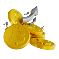 3d illustratie bitcoin omhoog png