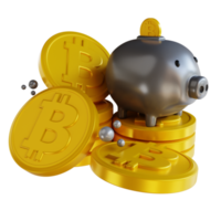 3D illustration  bitcoin piggy bank png