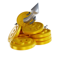 ilustração 3D bitcoin para cima png