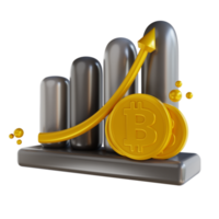 3D illustration  bitcoin chart rising png