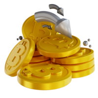 ilustração 3D bitcoin para baixo png