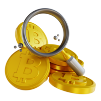 3D illustration search bitcoin png