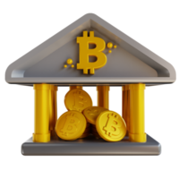 banca de bitcoin de ilustração 3d png