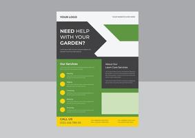 Lawn Mower Garden or Landscaping Service Flyer Template, Business Flyer poster pamphlet brochure cover design layout background, Tree and gardening service poster leaflet design. vector