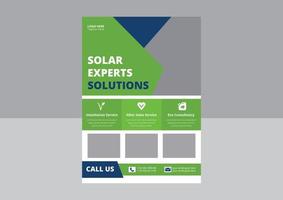 Solar Energy Flyer Templates, Solar Experts Solutions Flyer. House solar energy system flyer design. Green Energy flyer, cover, poster design. vector
