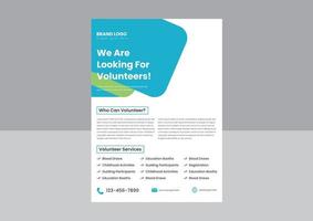 Volunteers needed flyer poster design template. we are looking for a volunteer flyer poster design. volunteer flyer poster design. vector